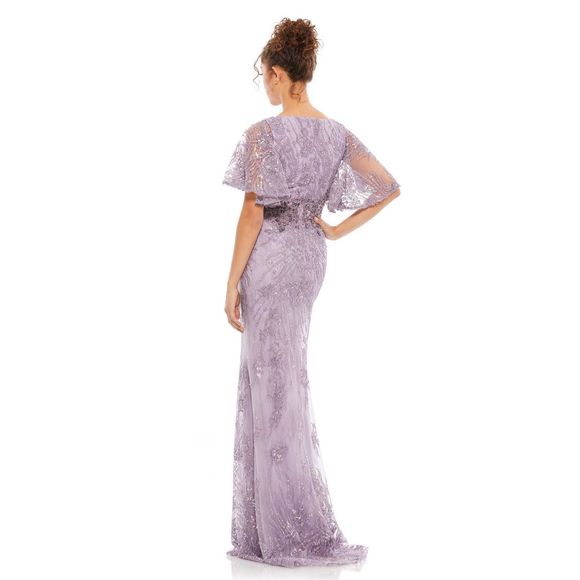 MAC DUGGAL VINTAGE FLUTTER SLEEVE EVENING GOWN - Picture 3 of 12